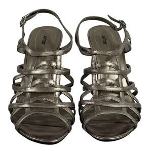 Apt 9 Paytin Pewter Slingback Stiletto Sandals Size 8.5M Open Toe Dress Heels
